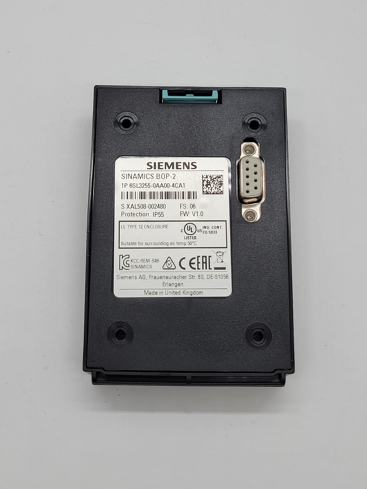 Siemens 6SL3255-0AA00-C4A1 Sinamics-Bop-2 Basic Operator Panel Type 12