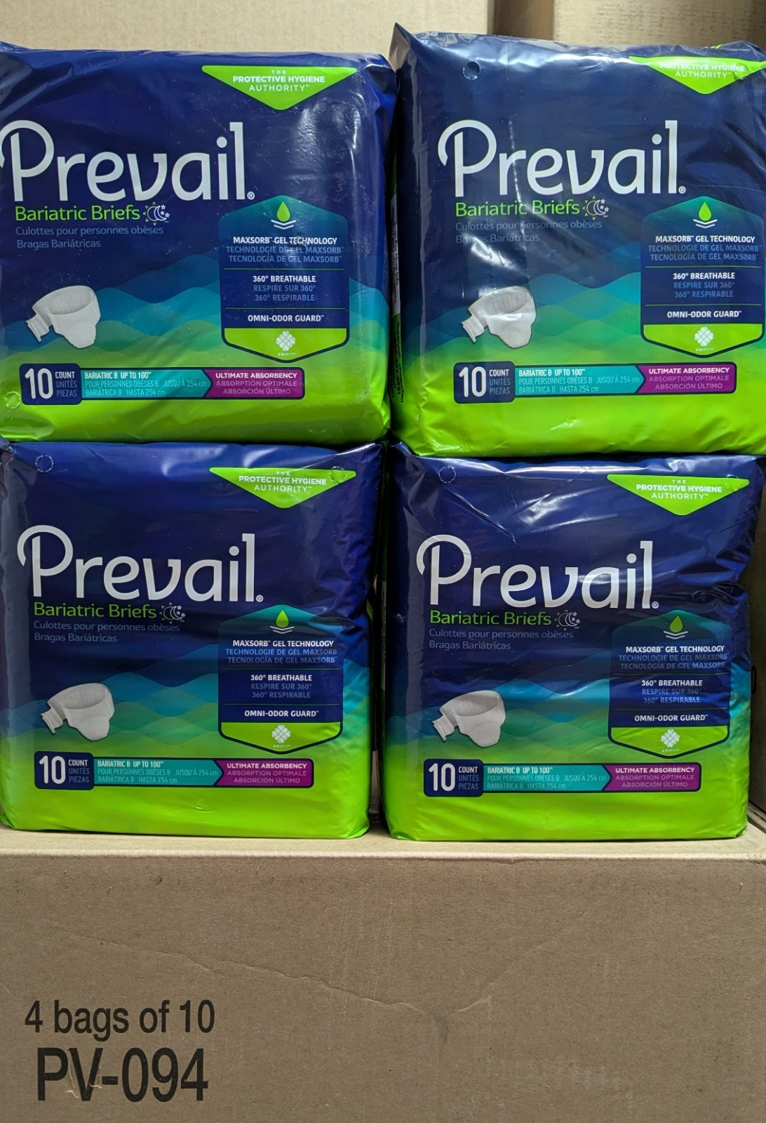 Prevail Incontinence Briefs 3XL Bariatric B - 40 Adult Diapers (Unisex)