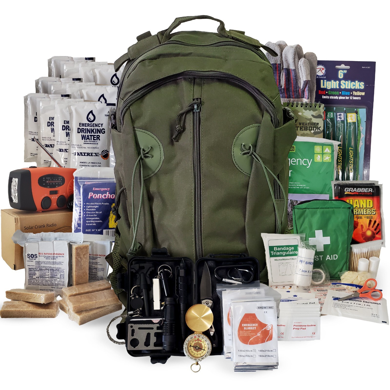 2 Person Emergency Kit/Survival Backpack for 72 Hours, Natural Disasters & More