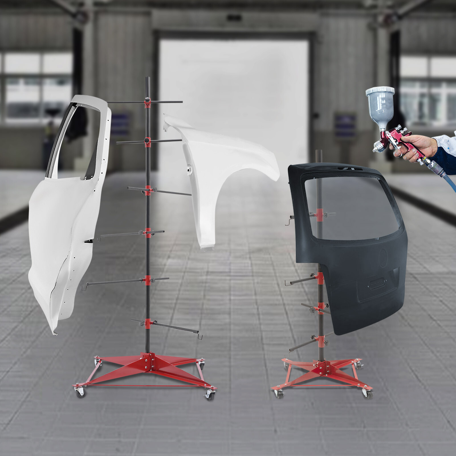 Auto Body Paint Stand Tree Painting Rack Holder Tool Car Door Hood Fender Panel