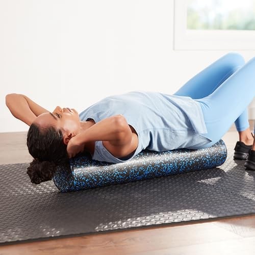Amazon Basics High Density Foam Roller for Exercise 24 Inch, Blue Speckled