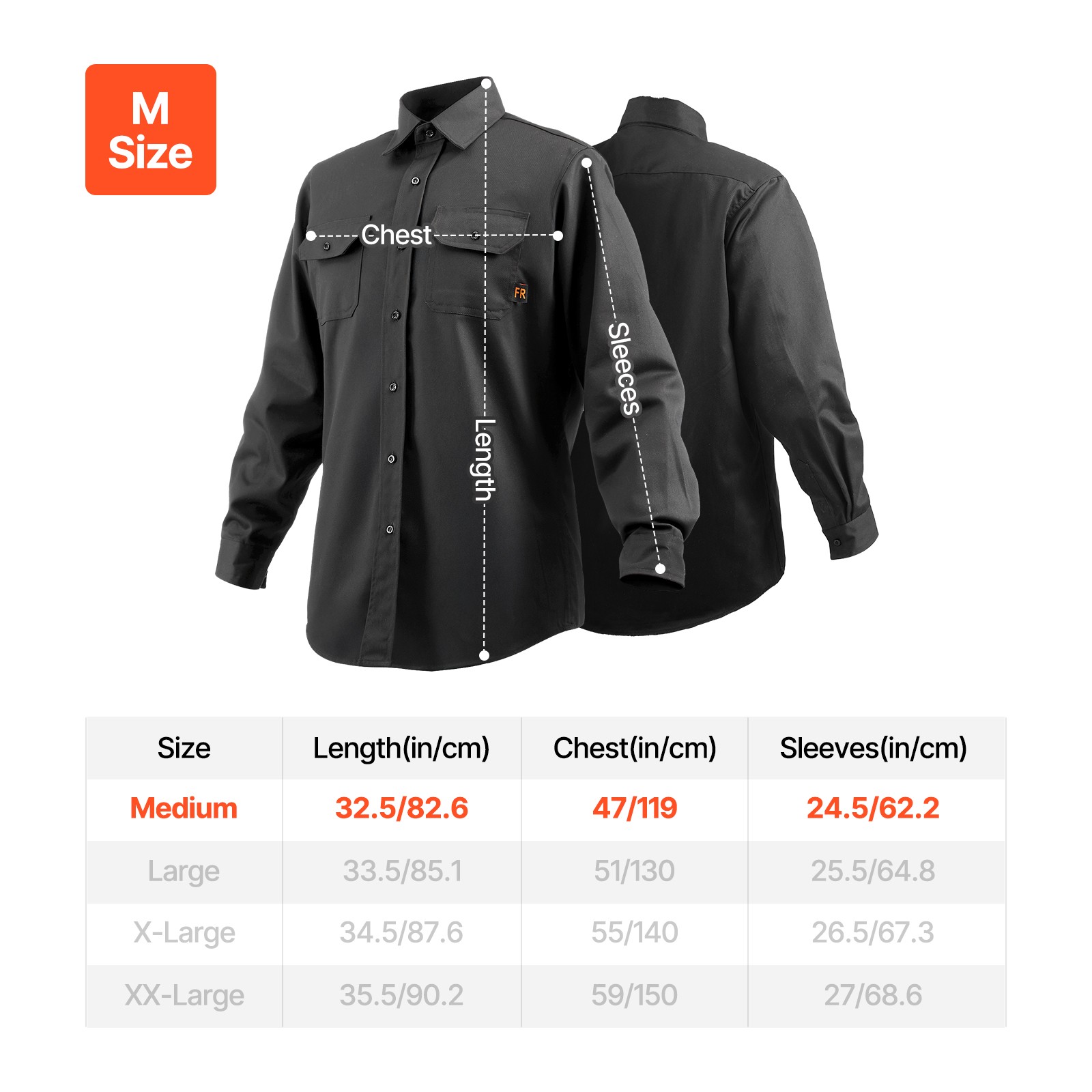 Flame-Resistant Welding Jacket M Size 7oz FR Cotton Welding Safety Jacket