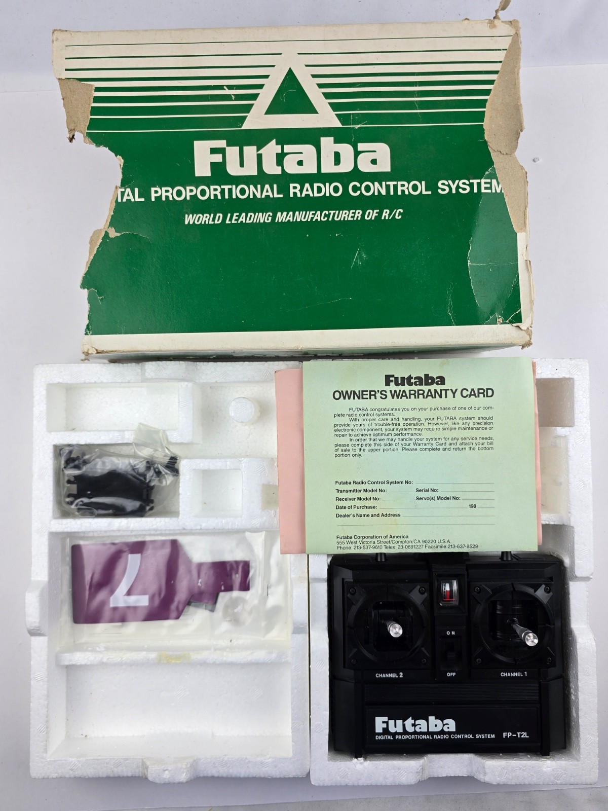 Futaba FP-T2L  Digital Radio Control Remote w/ Servo & flags - No antenna