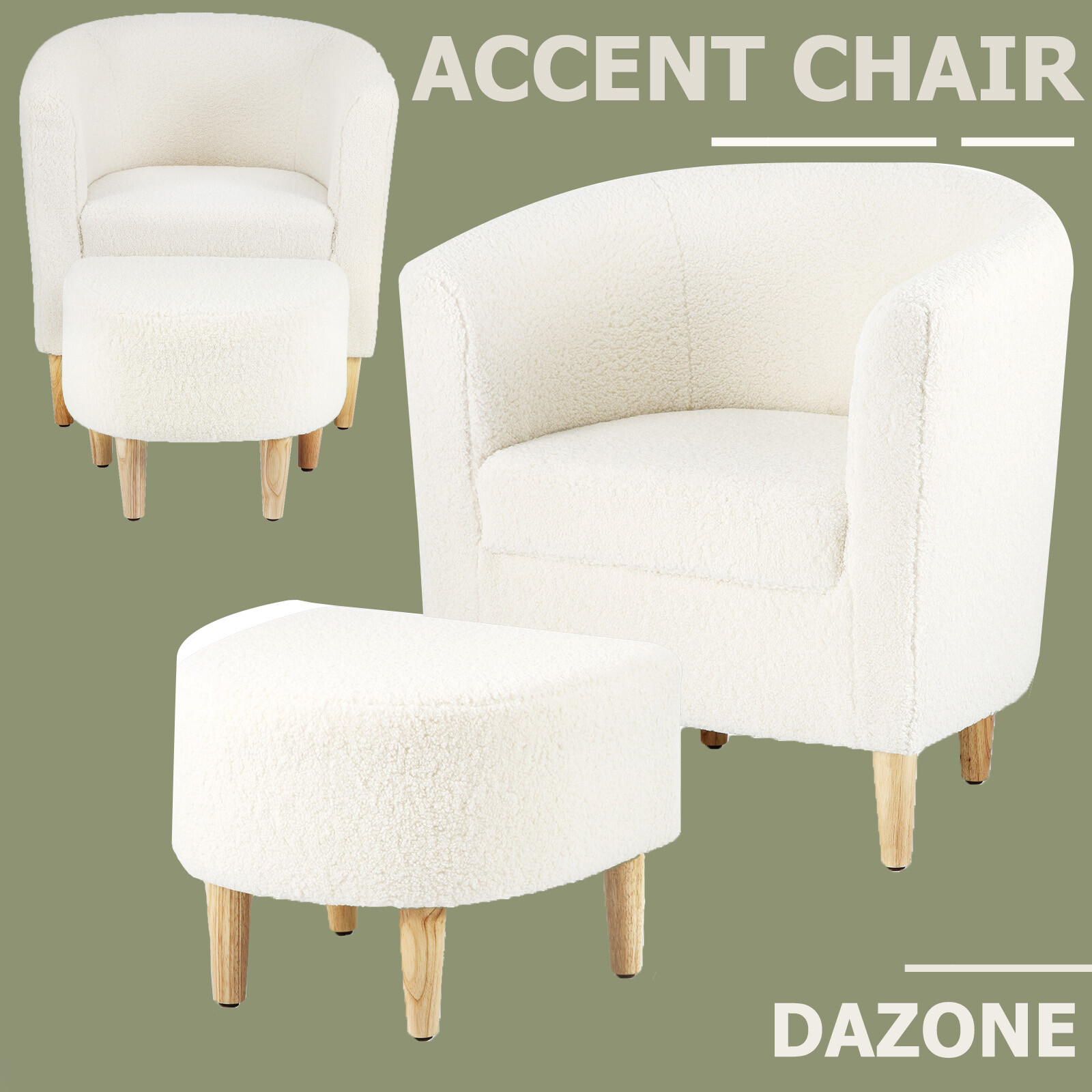 Artificial Lamb Down Fabric Armchair Lounge Barrel Tub Single Sofa Living Room