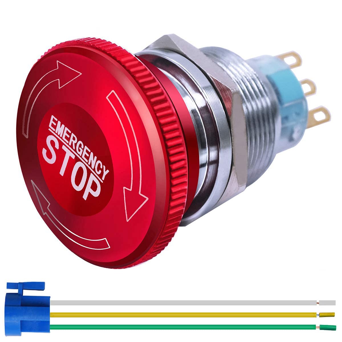 Gebildet 22mm Stainless Steel Metal Latching Emergency Stop Push Red-1no 1nc