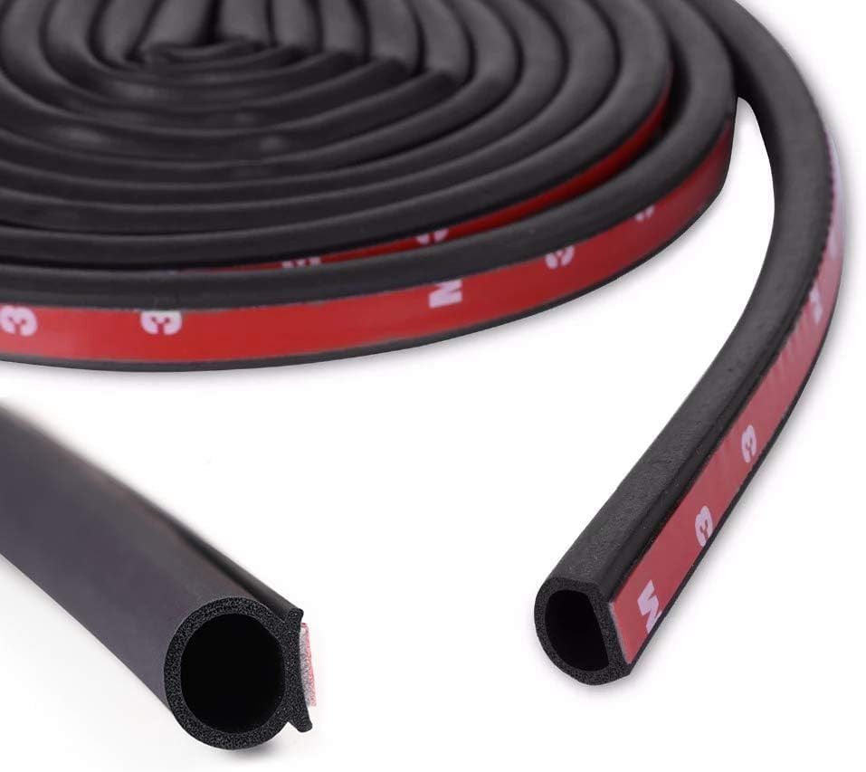 D-Shape Heavy Duty Weather Stripping 1/2"×7/16" Rubber Seal Weatherstrip Hollow