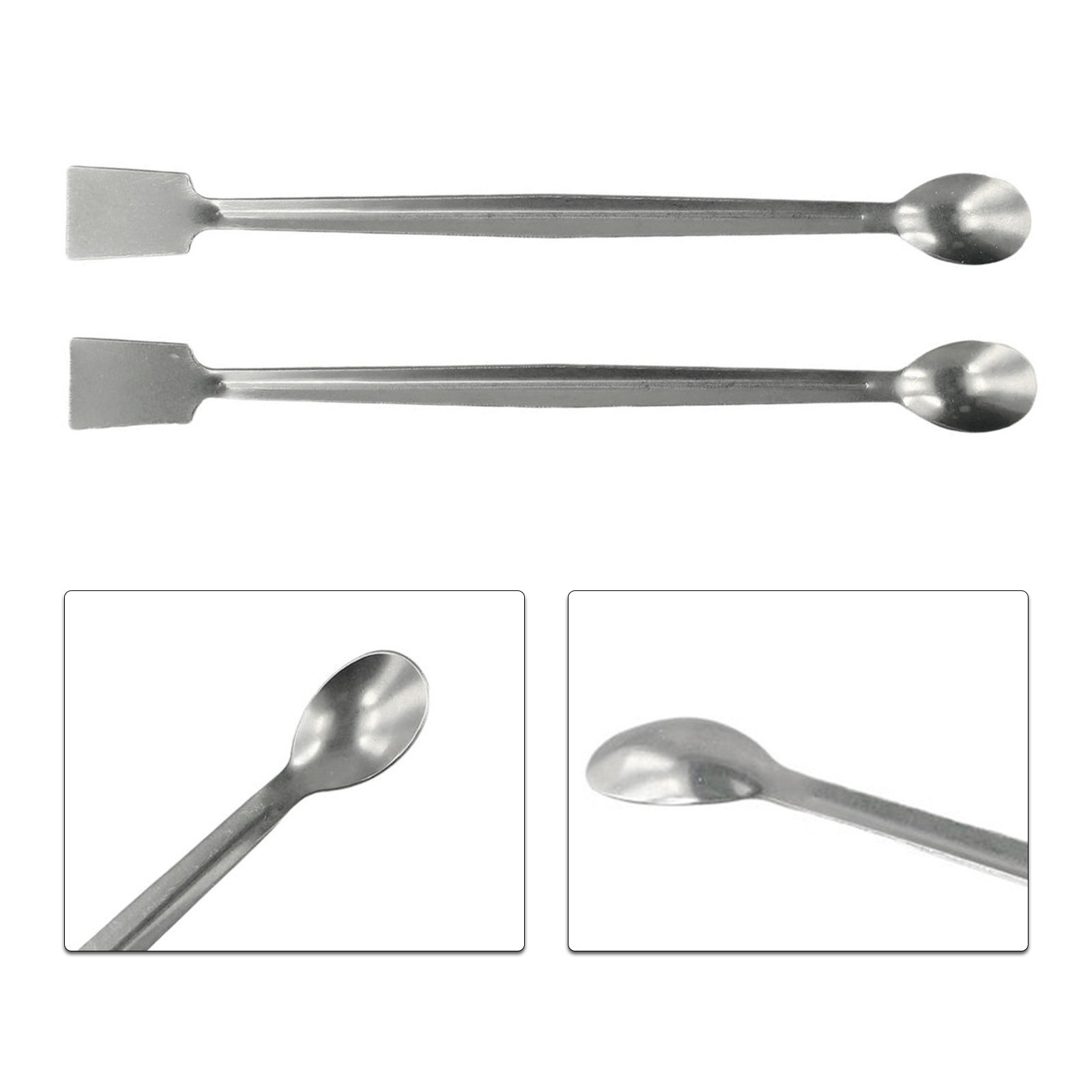 Stainless Steel Reagent Sampling Spoon 2Pcs 20cm Length Double End Lab Tool