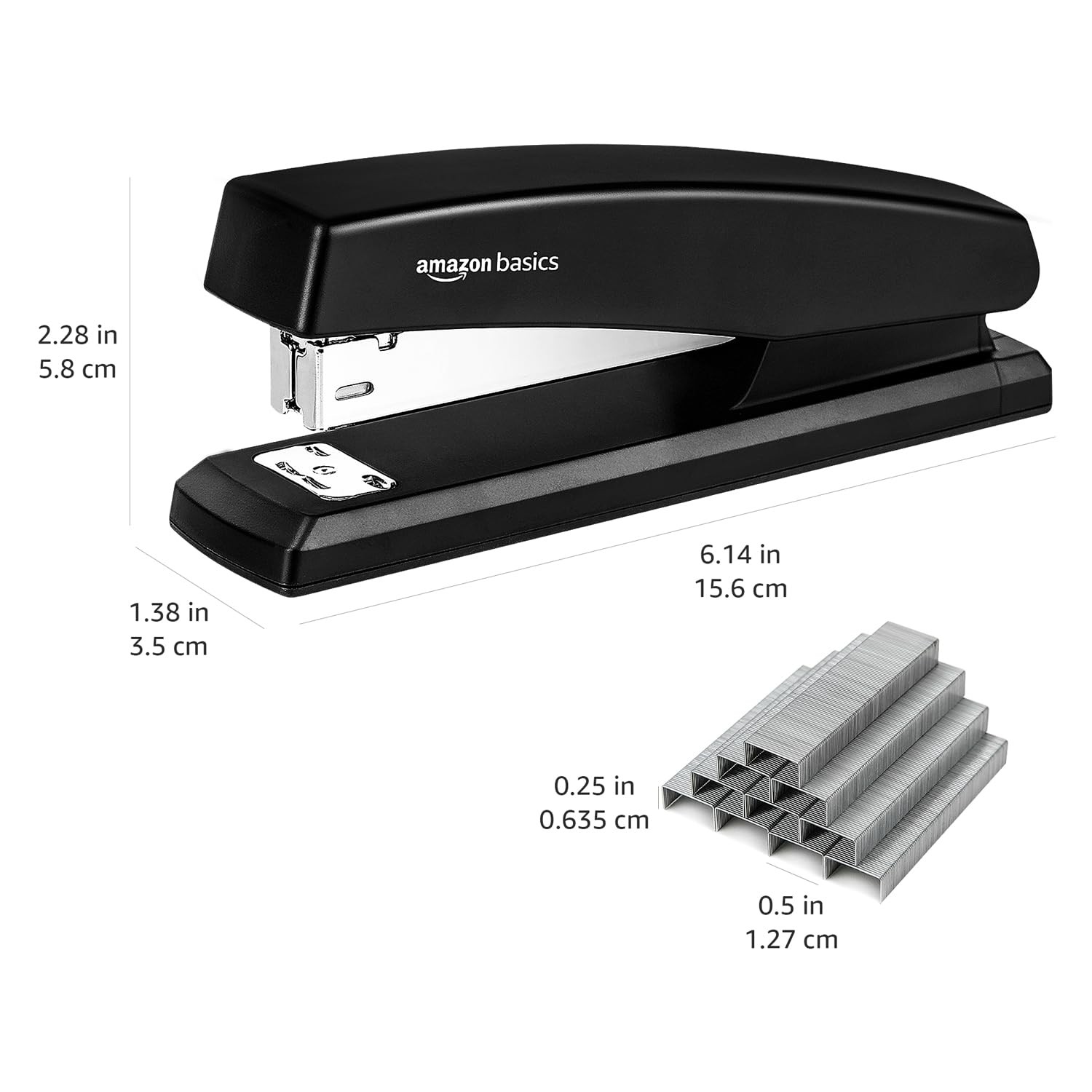Amazon Basics Office Stapler with 1000 Staples, 25 Sheet 1-Pack, Black