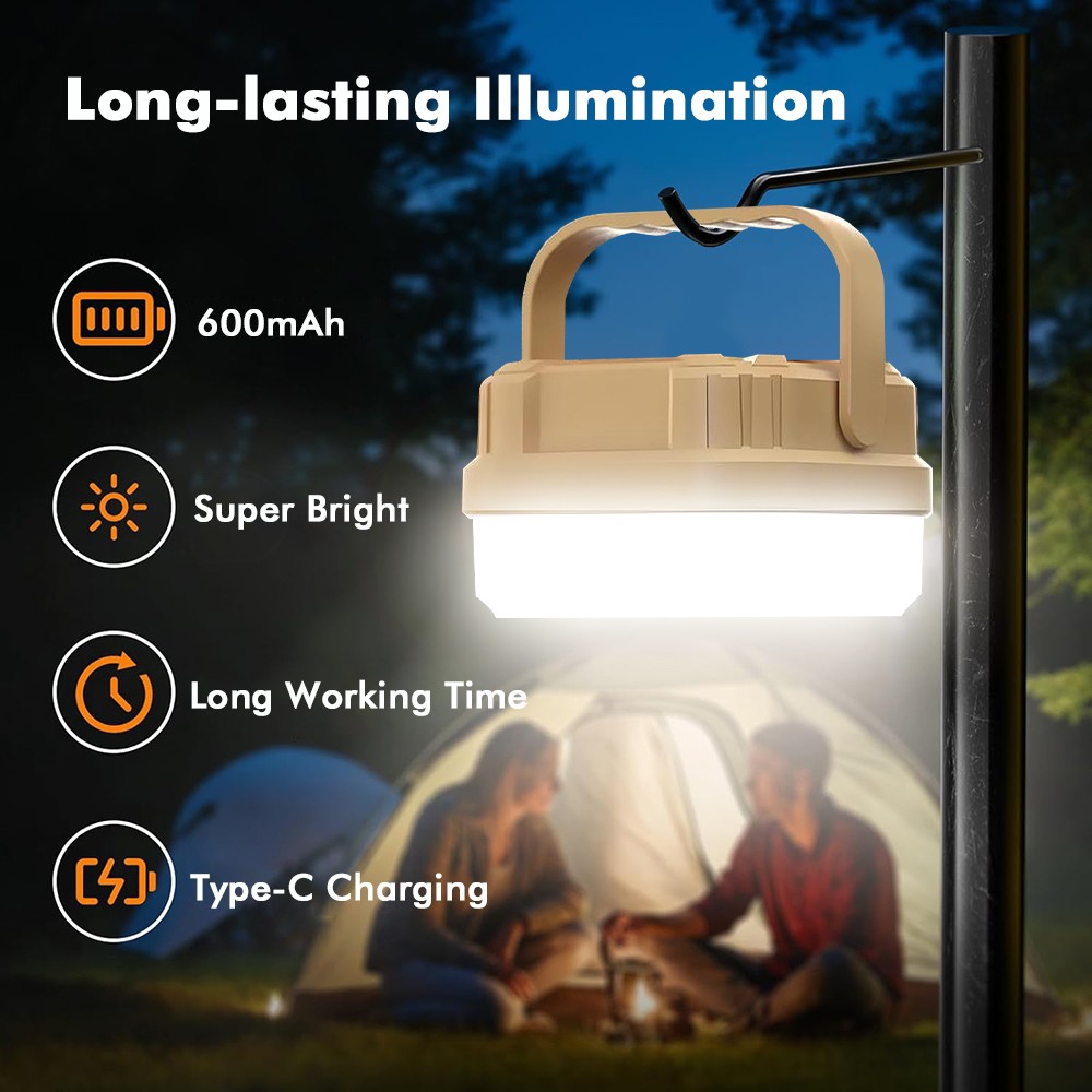 1-4Pack Camping Lantern LED Camping Tent Light Rechargeable Flashlight Portable