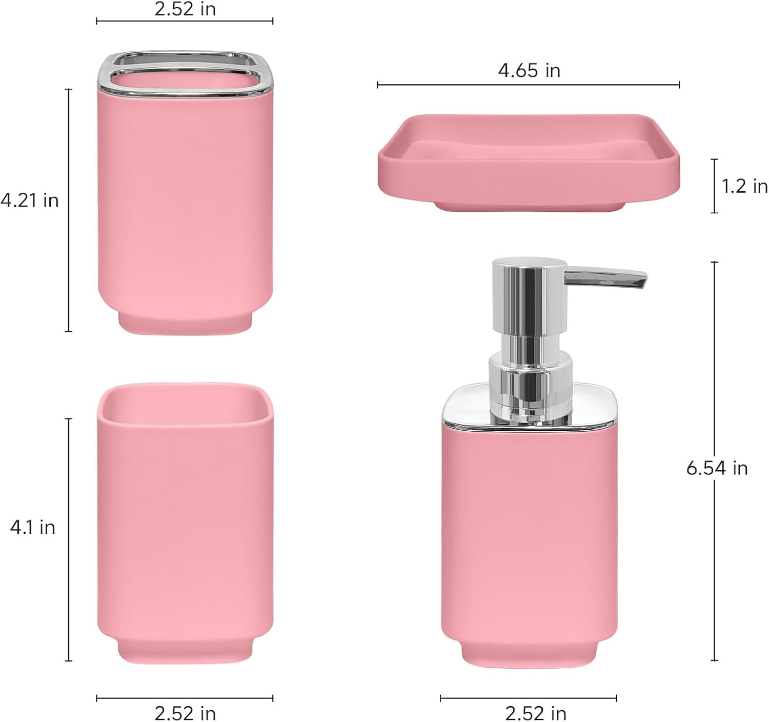 4 Piece Bathroom Accessory Sets, Light Pink Bathroom Accessories Sets Include