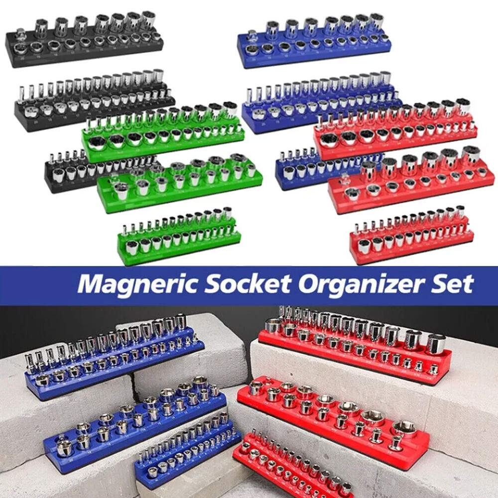 Magnetic Socket Organizer 3/6pc 1/2 3/8 1/4-inch Drive Socket Holder Metric SAE