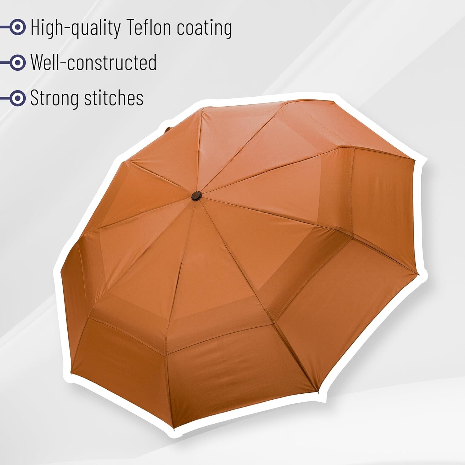 42-Inch Automatic Windproof Umbrella for Reliable Rain Coverage - Tawny Glow