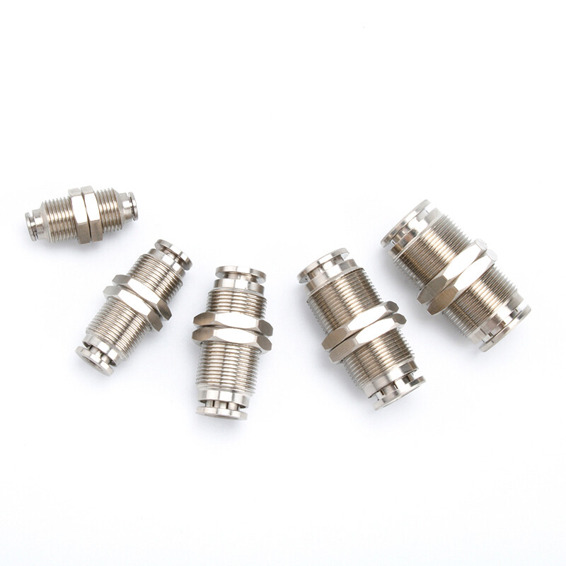 2Pcs Pneumatic Fittings PM Straight Bulkhead Union Connector 4 to 12mm All Brass
