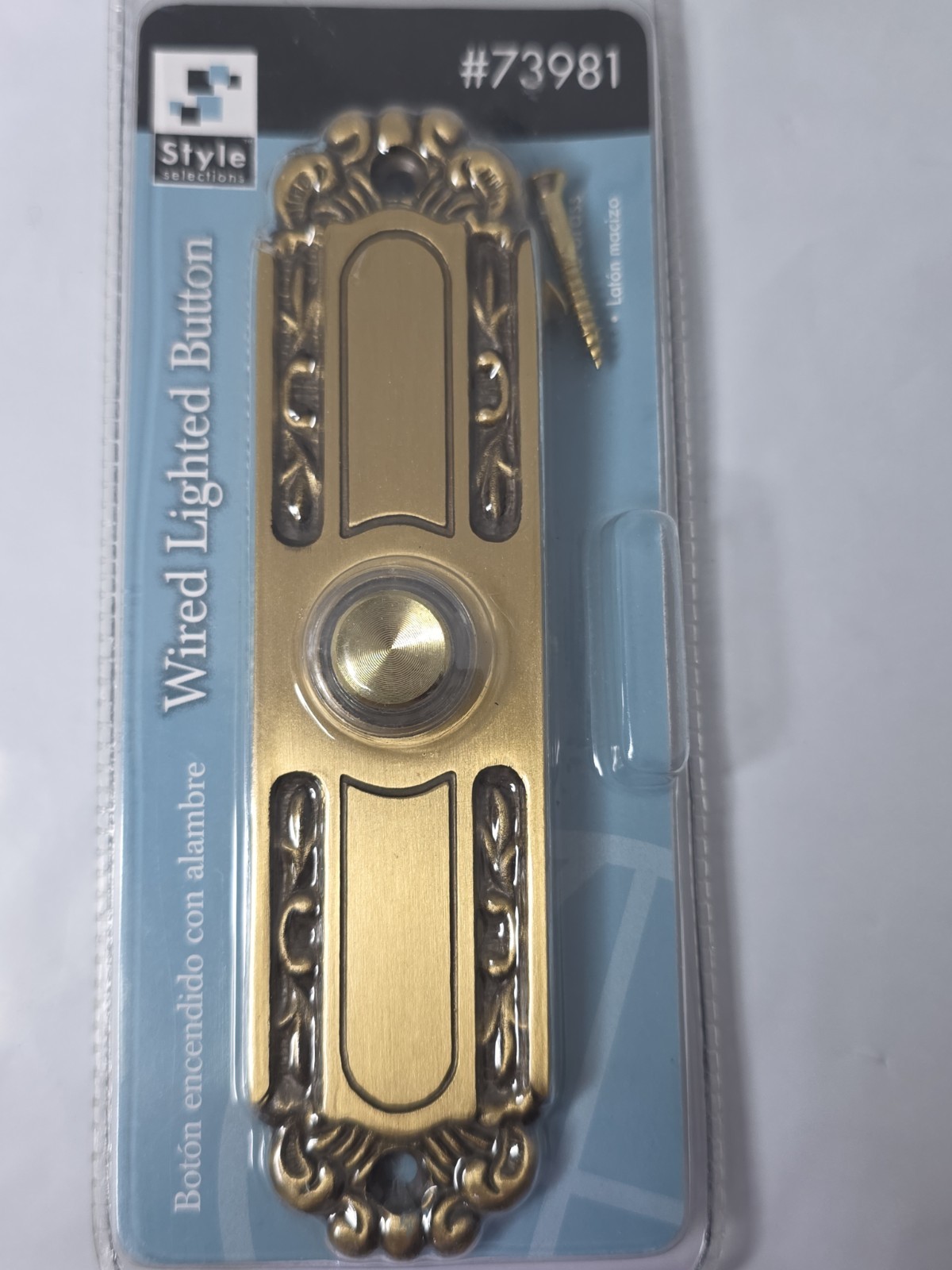 Style selections - lighted button - wired/cable - solid brass #73981. E