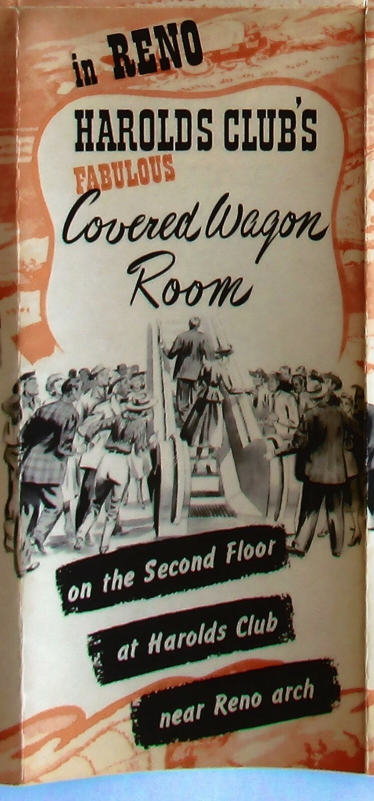 1949 In Reno Harold's Club Fabulous Covered Wagon Room Brochure Painting Images