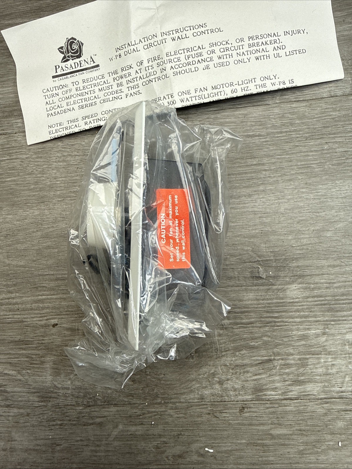 pasadena w-p8 ceiling fan dual circuit wall control