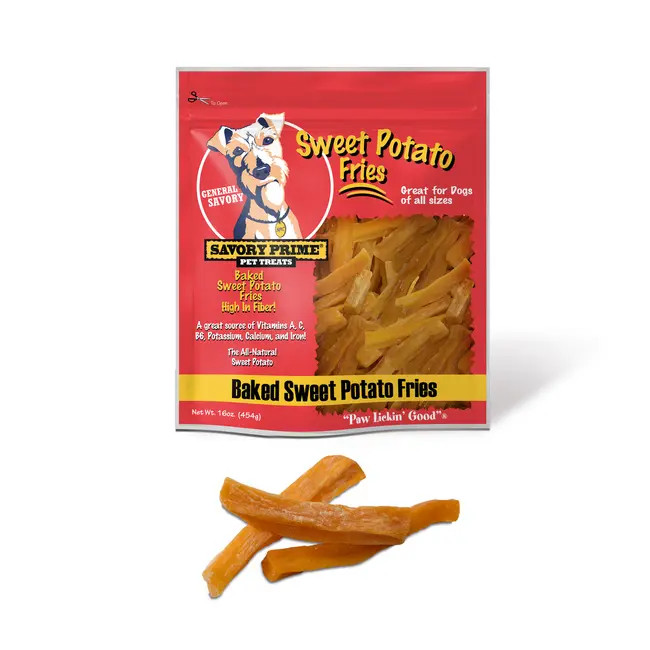 Savory Prime Sweet Potato Fries Pet Treats 16Oz Baked All Natural
