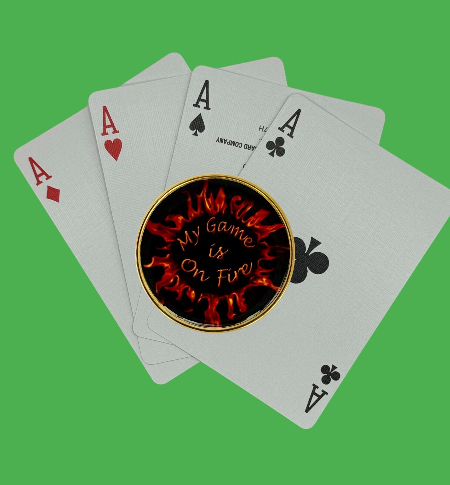 METAL POKER HAND PROTECTOR GUARD METAL/HANDPAINTED GREAT STOCKING STUFFER!