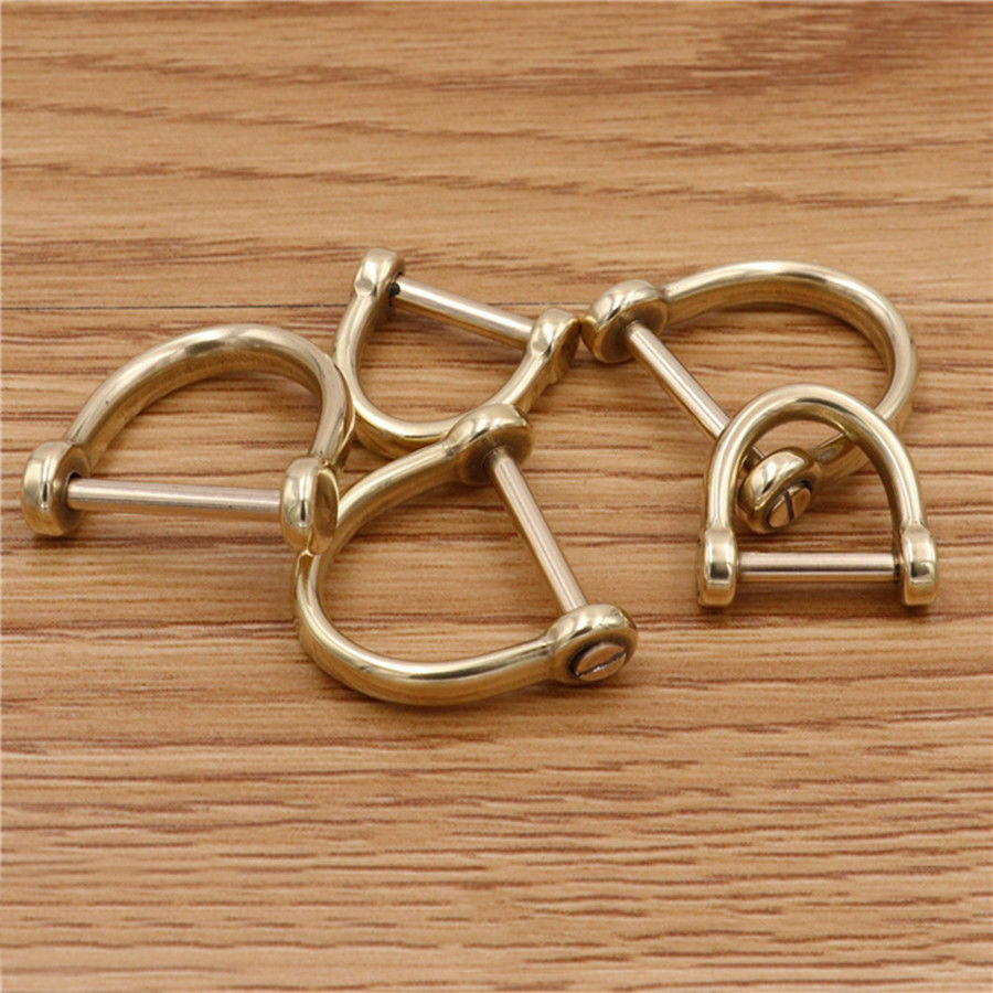 Solid Brass copper forged D shackle Leather pin for screw anchor hook Paracord