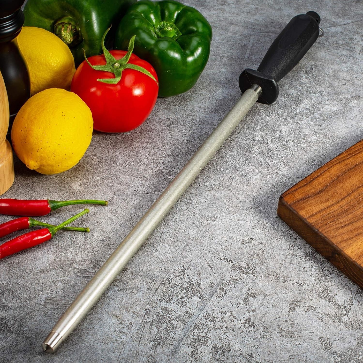 Diamond Coated 10-Inch Knife Sharpener - Sleek & Effective Kitchen Essential