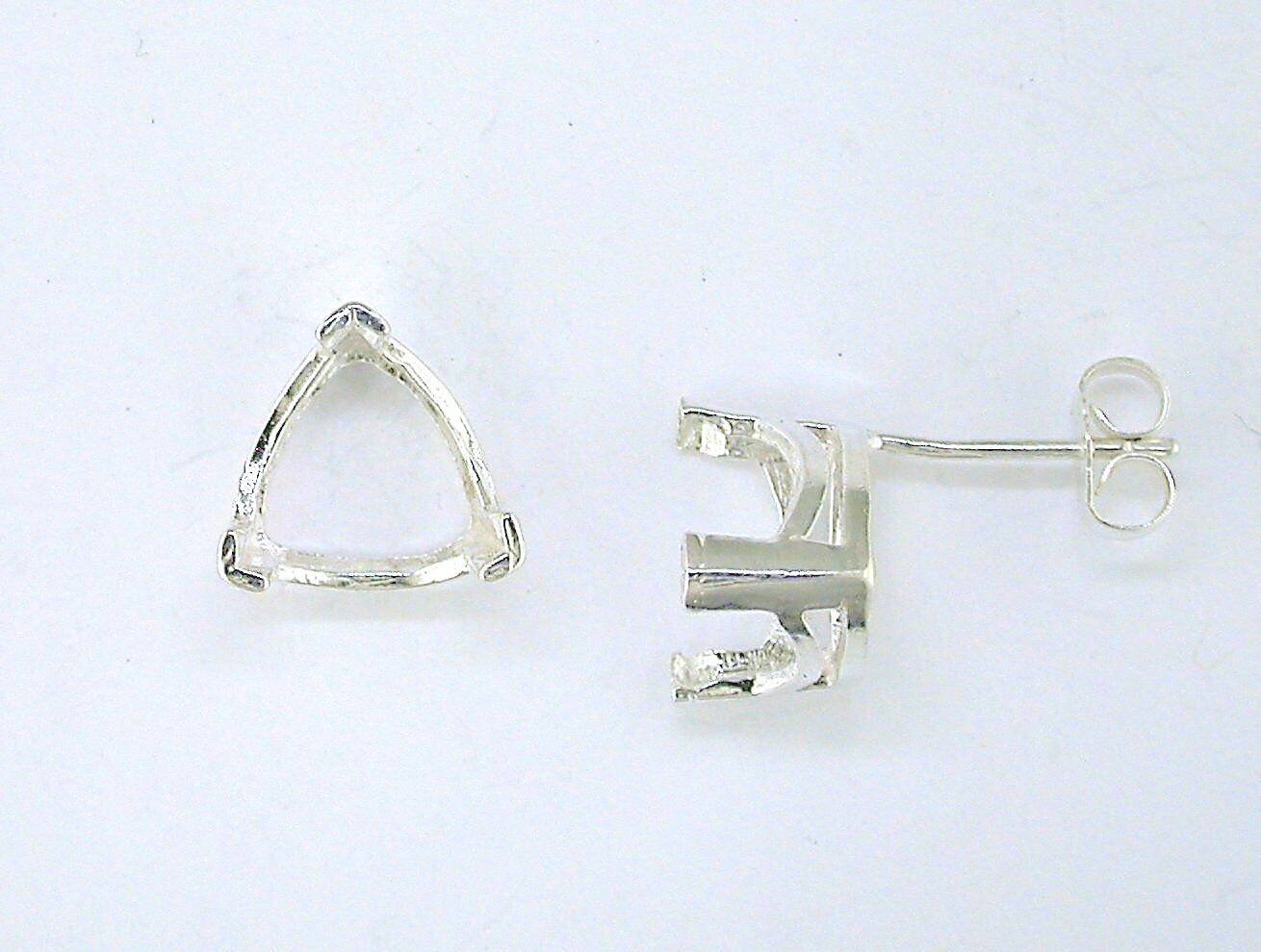 Trillion V-Prong Earring Setting Sterling Silver