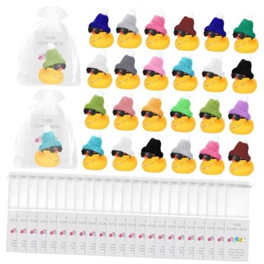 24pcs Mini Rubber Ducks, Rubber Ducks in Bulk with Glasses Hat/Golden