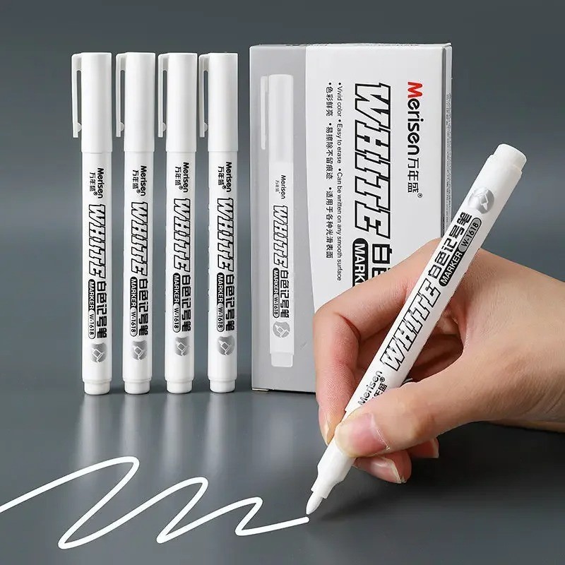 5PCS White Waterproof Permanent Paint Marker Pens for Metal Wood Fabric Plastic
