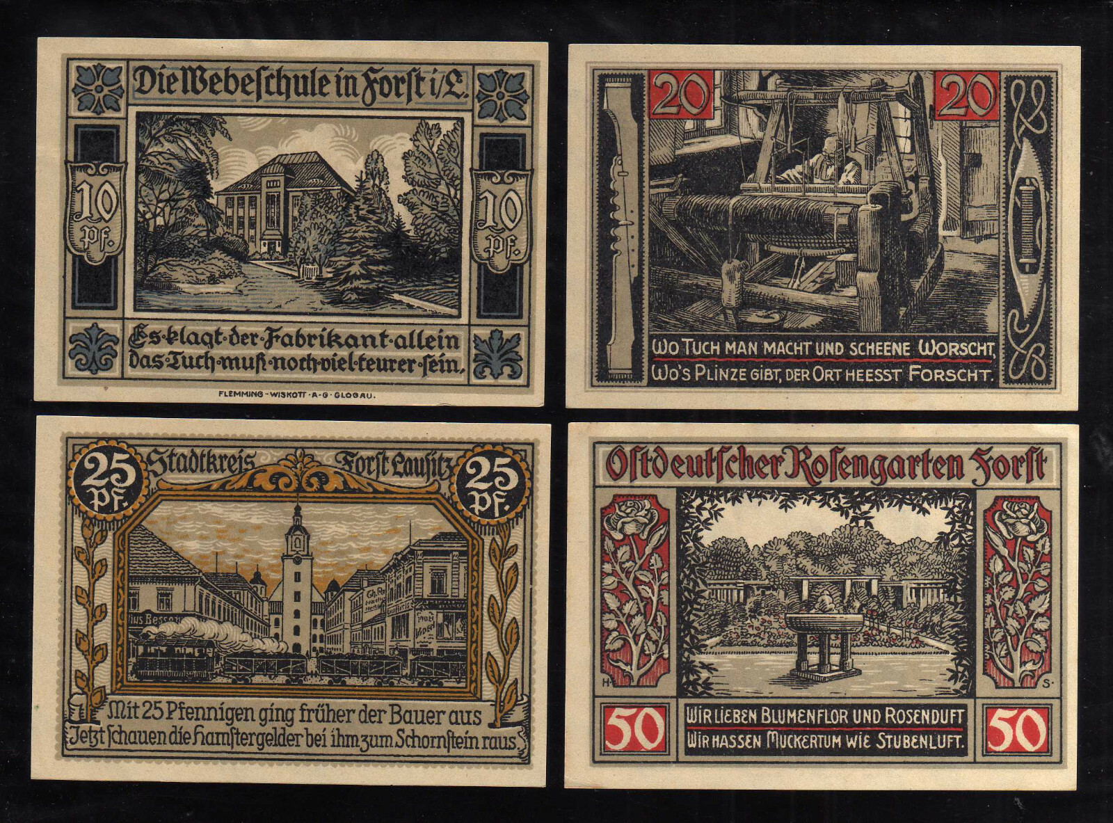 FORST - GERMANY NOTGELD - 10, 20, 25, 50 PFENNIG