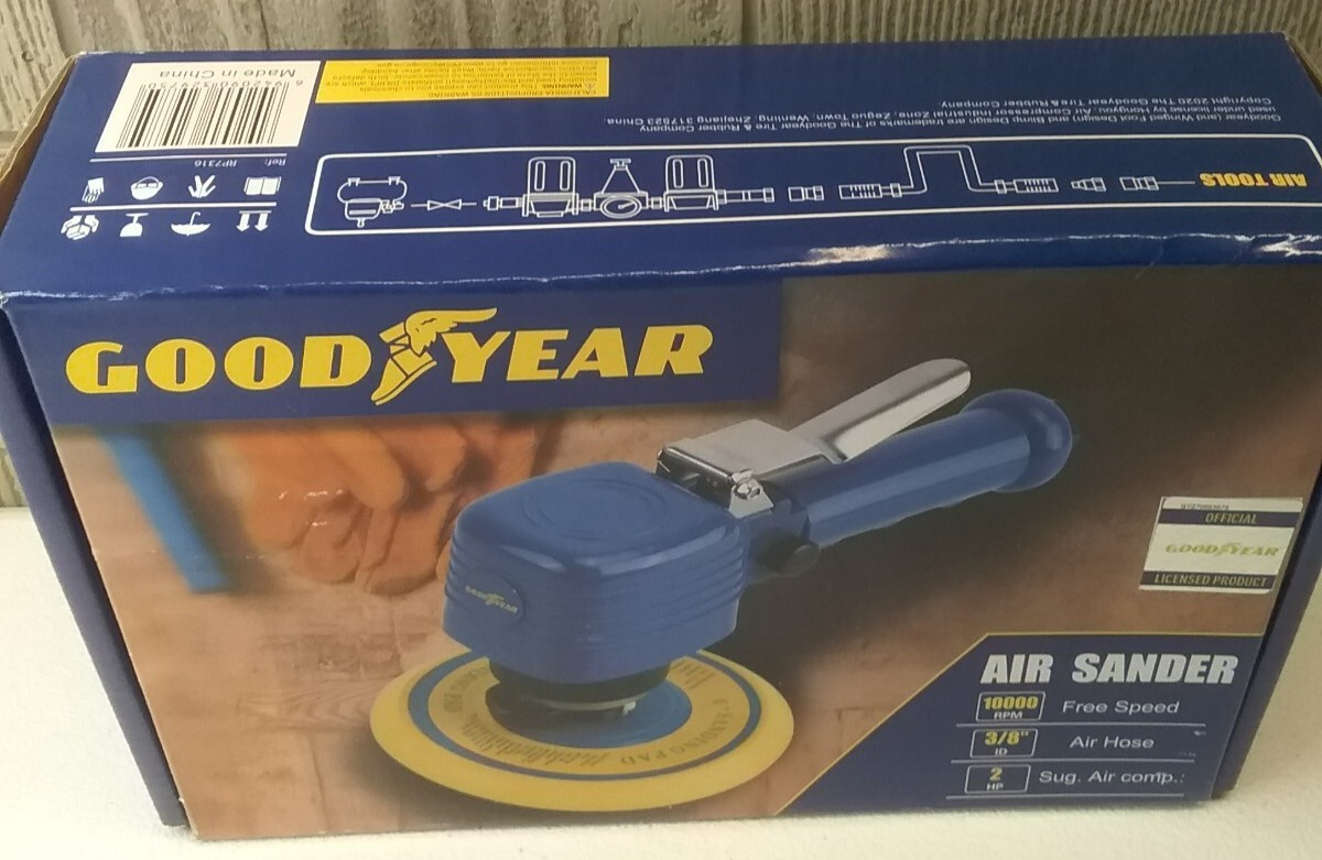 GOOD YEAR AIR SANDER MODEL# RP7316 10,000 RPM 3/8" AIR HOSE 6 INCH 2HP AIR COMP.
