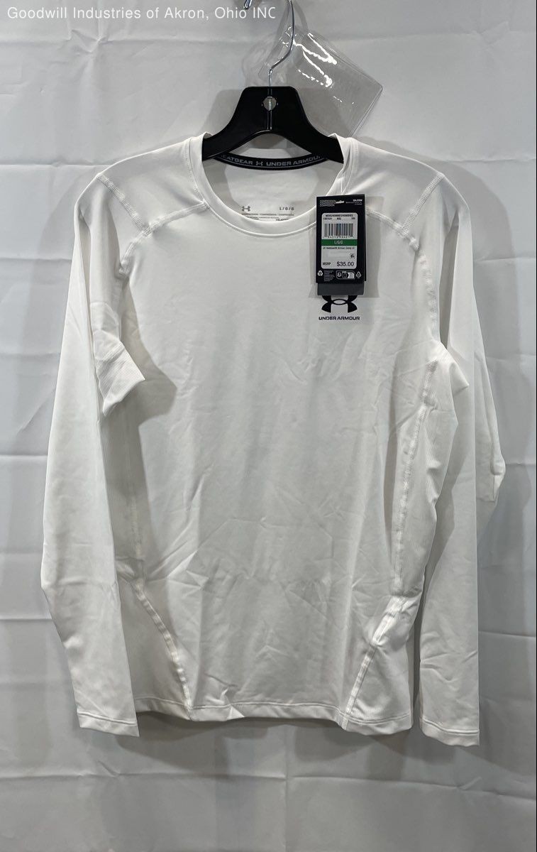 Under Armour Men's HeatGear Armour Comp LS Shirt White Compression NWT L