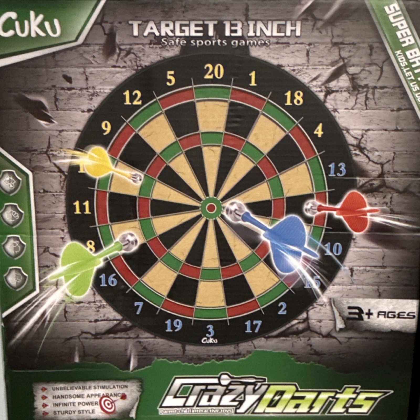 Cuku Target 13 Inch Dart Board Set with Multi-Color Darts