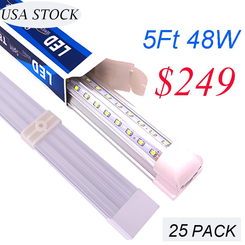 5 Foot Led Shop Light 48W 25 Pack 5FT LED Tube Light T8 Integrate 2 Row Fixture