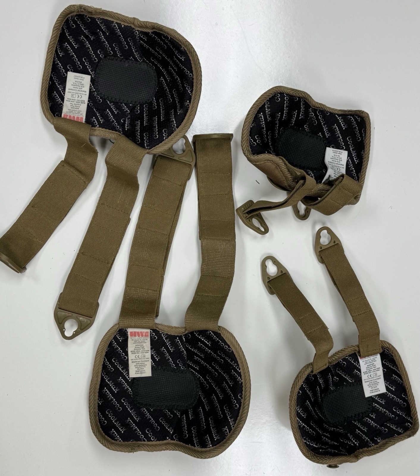 HWI NG Coyote Brown Military Tactical Knee Pads & Elbow Pads Complete Set USED
