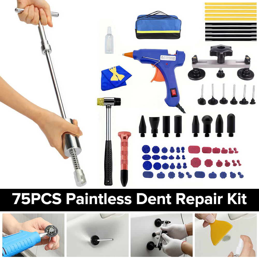 PDR 75pcs Car Body Dent Puller Pops a Dent Car Dent Paintless Hail Remover Kit