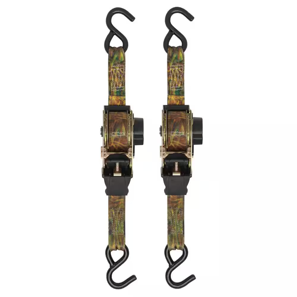 SmartStraps Ratchet Tie Down Straps 10ft x 1.5in Camo Retractable 2 Pack 1000lb
