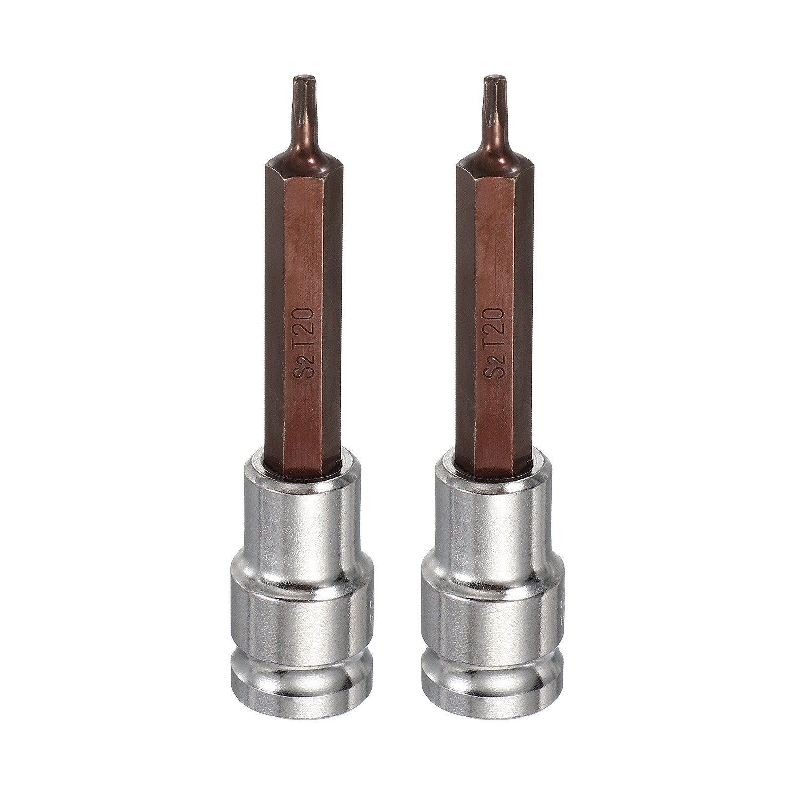 2Pcs Torx Bit Socket T20 1/2" Drive 4" Length S2 Steel Long Bit CR-V Socket