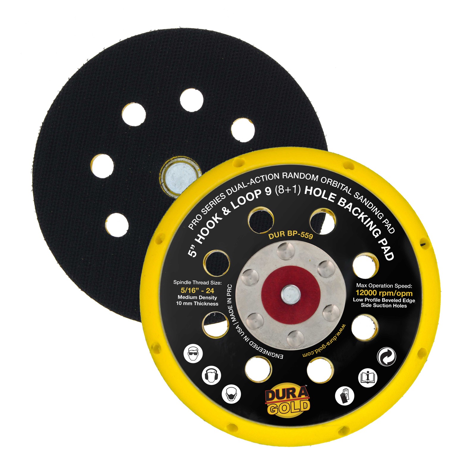 5" Hook & Loop DA Backing Plate Pad, 9 (8 + 1) Hole Pattern, Auto Sanding Pad