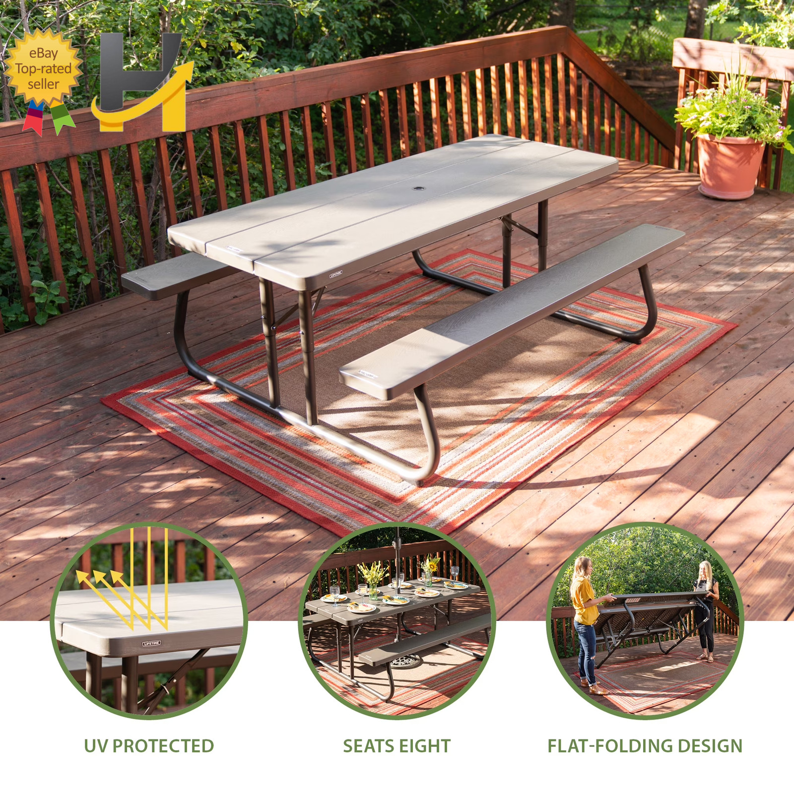 Lifetime 6 Foot Folding Polyethylene Picnic Table, Brown (60105)