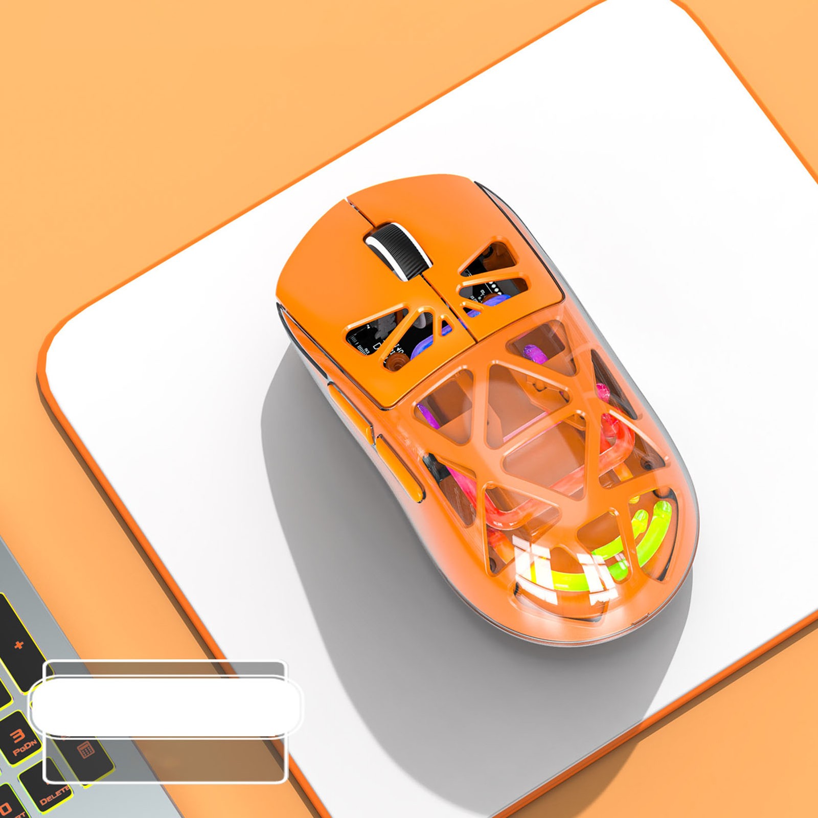 Wireless Gaming Mouse 3 Modes Bluetooth 2.4G USB-C 4800DPI RGB Orange