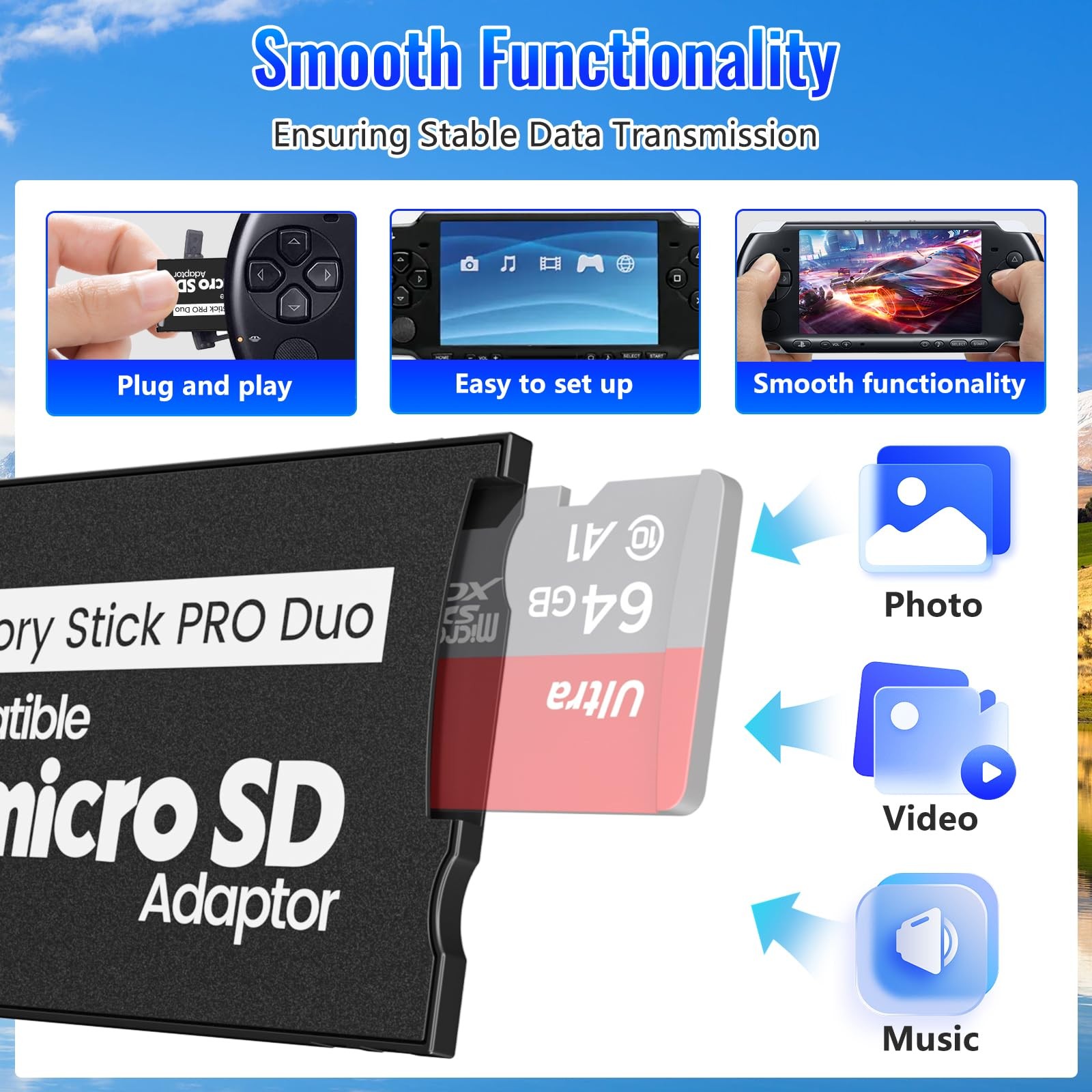 Pefishop 2 Pack Memory Stick Adapter,Micro SD to 2 pack, Black