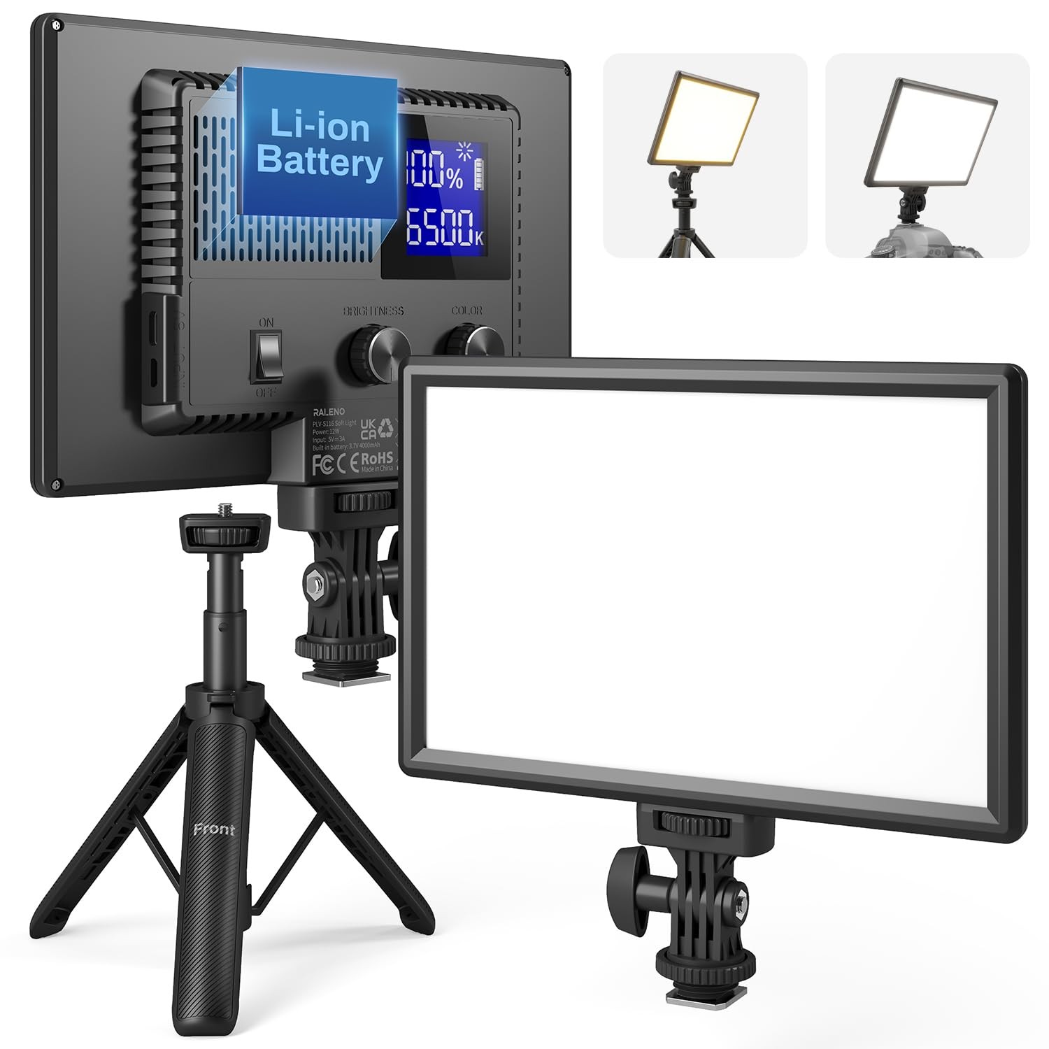9" Video Light Panel, 2500K-6500K Light for Video Conference Recording with 4...