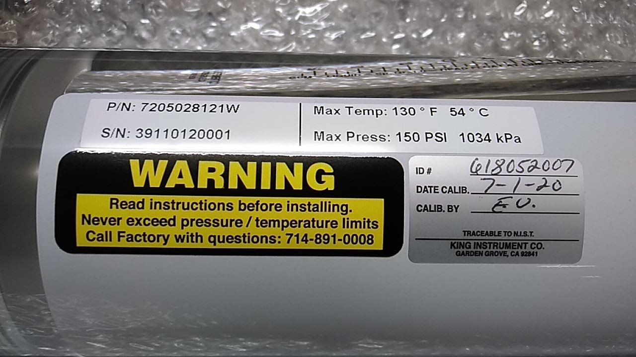 King Instrument Co. 8051K938 Flowmeter with Acrylic Plastic Body SS Fitting