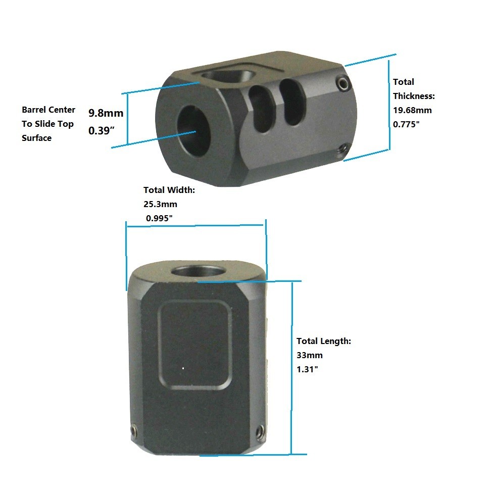 1/2x28 TPI Muzzle Brake Compensator For Ruger 22LR Threaded Barrel Converter