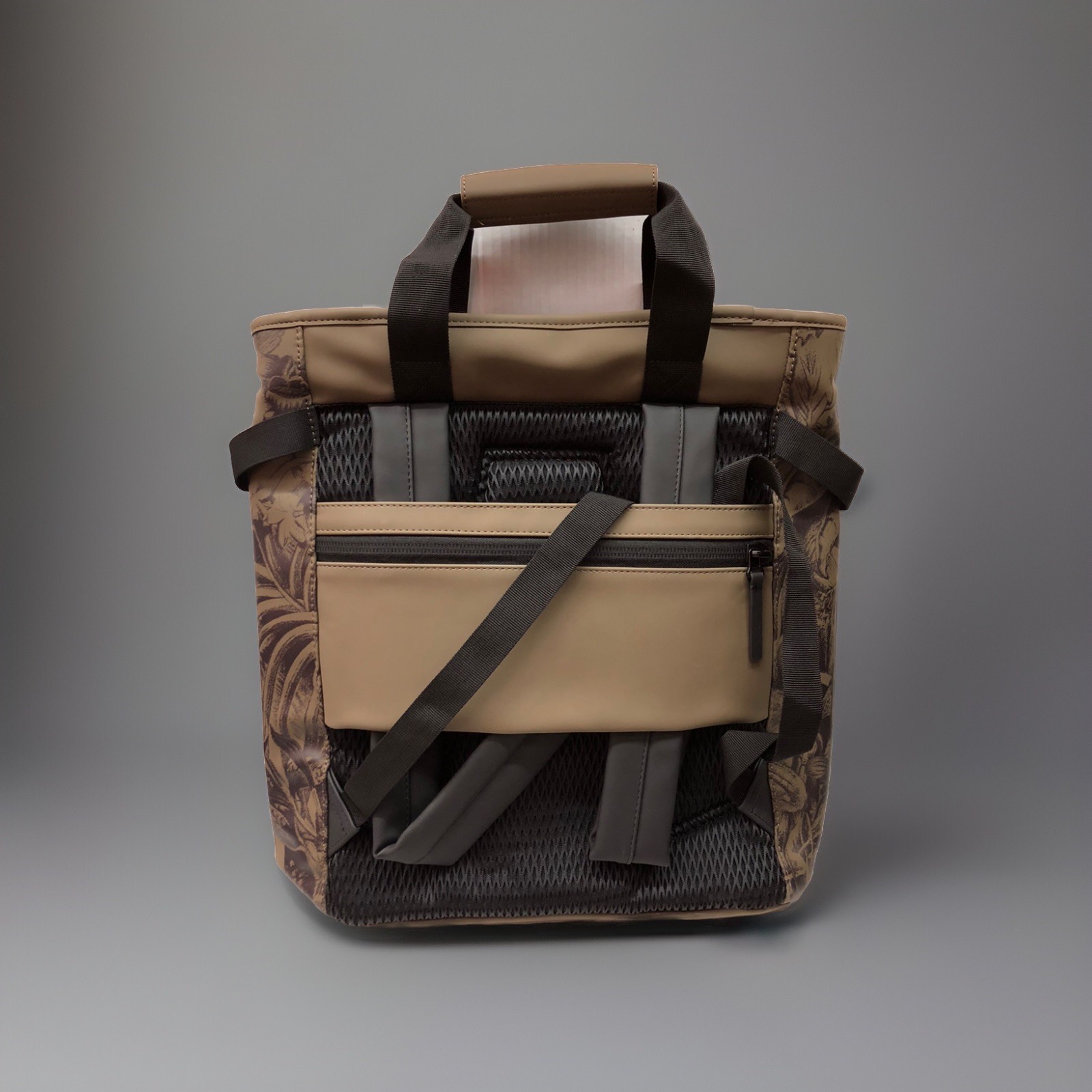 New Gessi European Brand Down Botanical Flat Backpack Vegan Leather