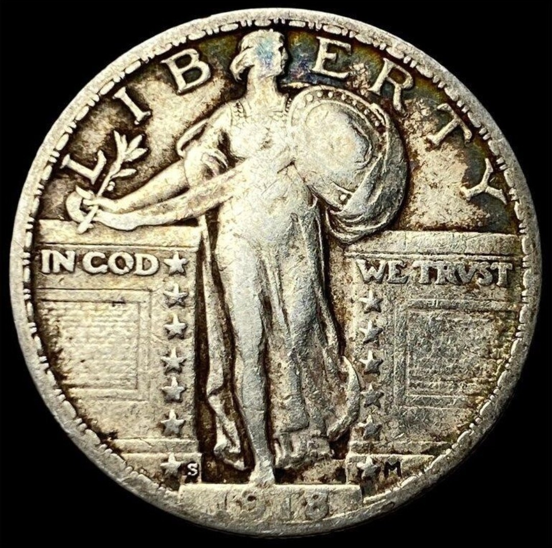 1918 S Standing Liberty Quarter Silver Toner