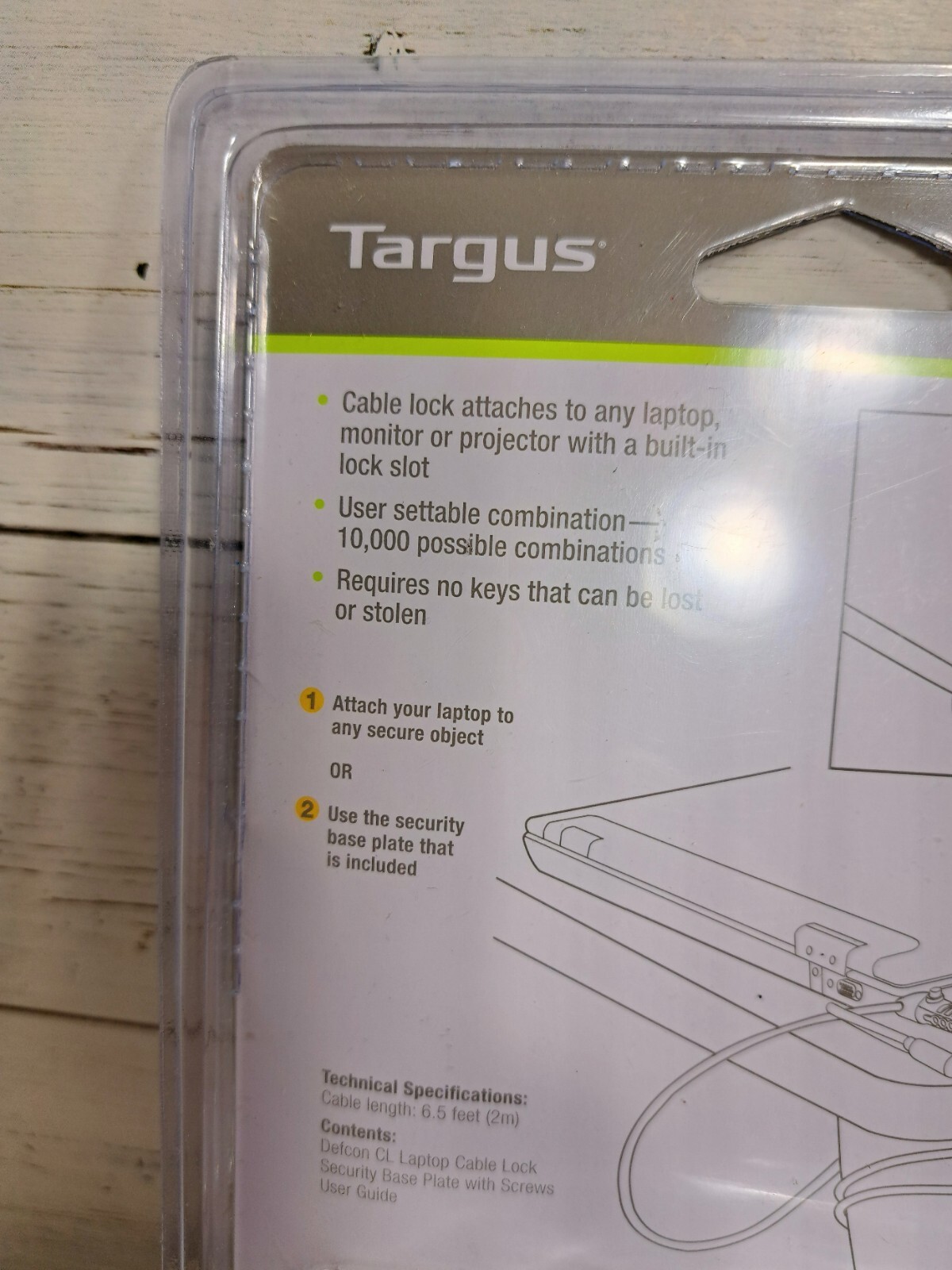 T-Lock Resettable Combo Cable Lock for Laptop Computer and Desktop