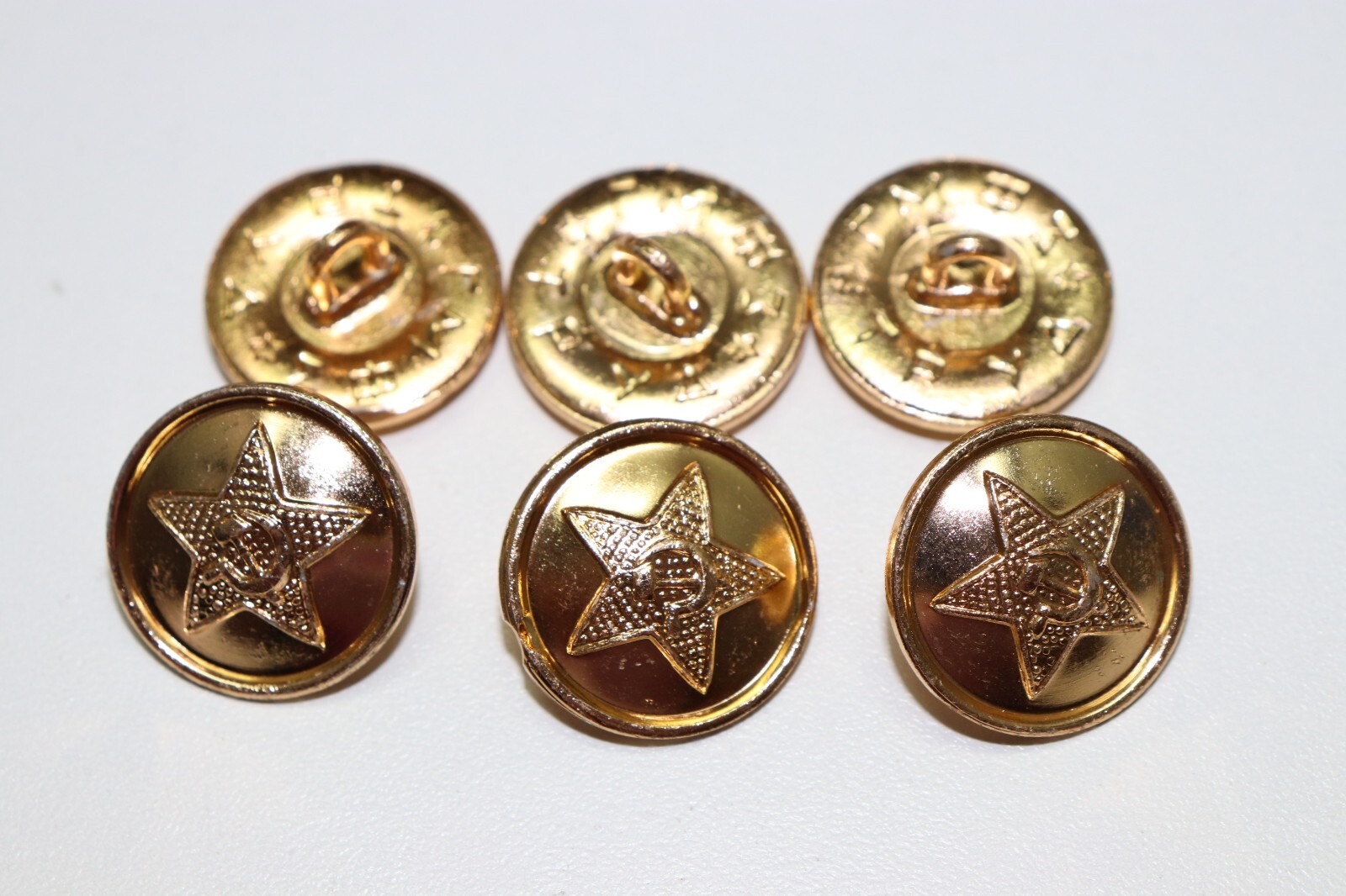 Russian Soviet Union USSR Gold colored buttons 7/8" 22mm 36L lot of 6 B335