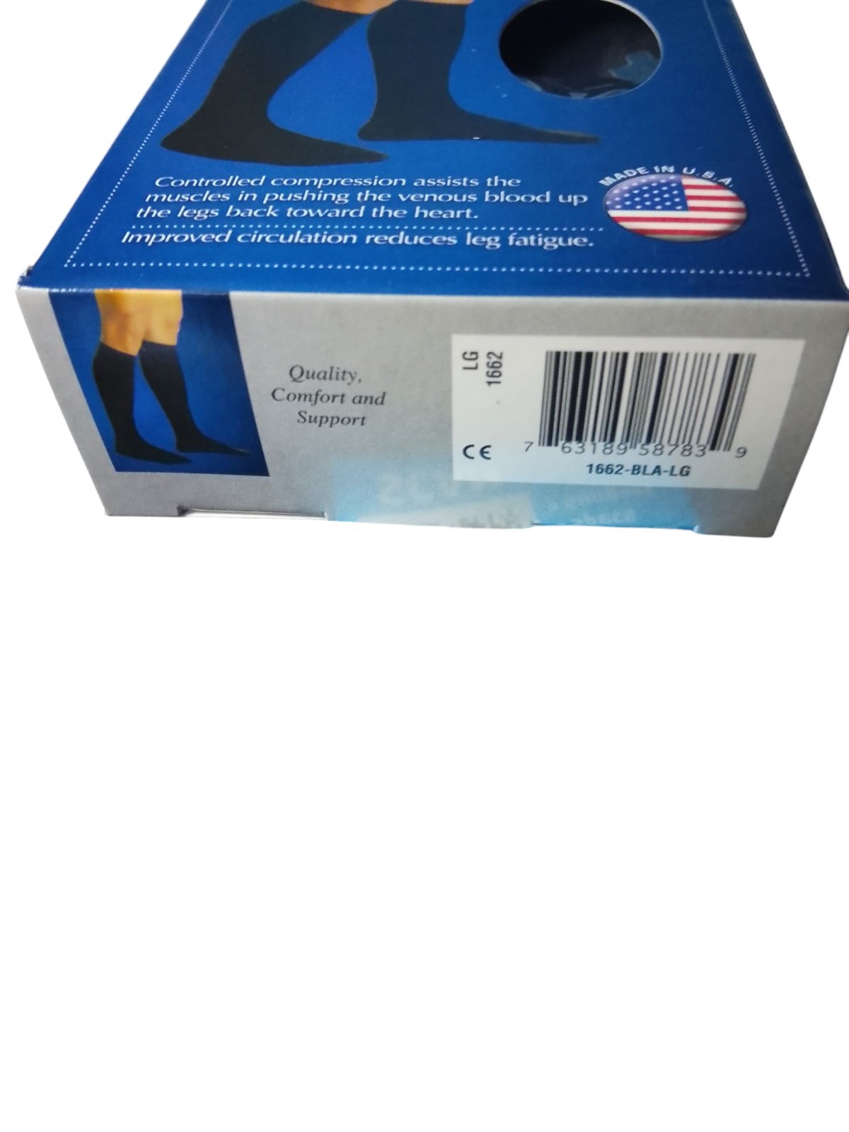 QCS Men's Medical Socks Leg Wear Firm Compression Large Size Black Color 1 Pair
