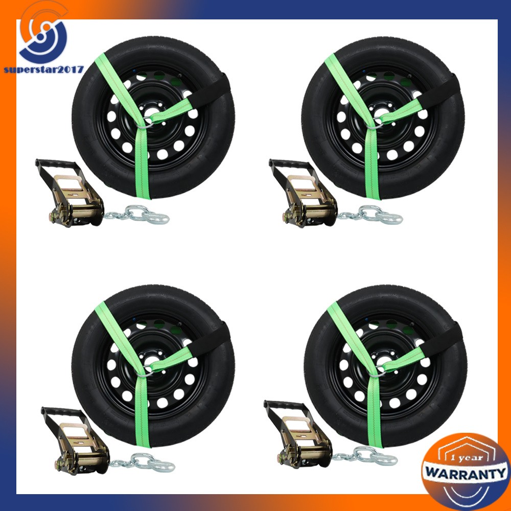 Universal Lasso Car Tie Down Chain Anchors 2x96 In 4Pack Green 3300 lbs