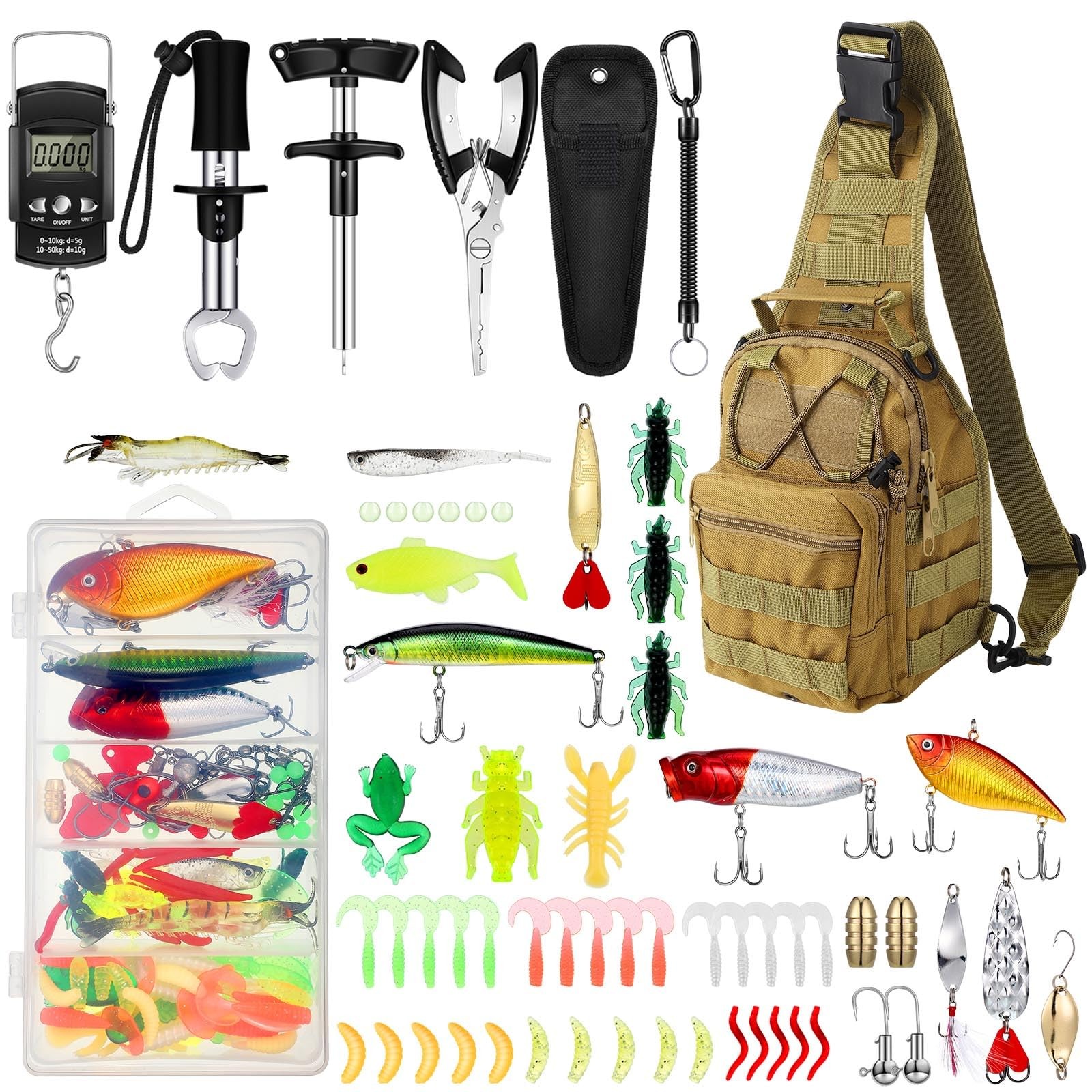 Sosation 134 Pcs Fishing Tool Fishing Tackle Kit And Equipment Adults Beginner